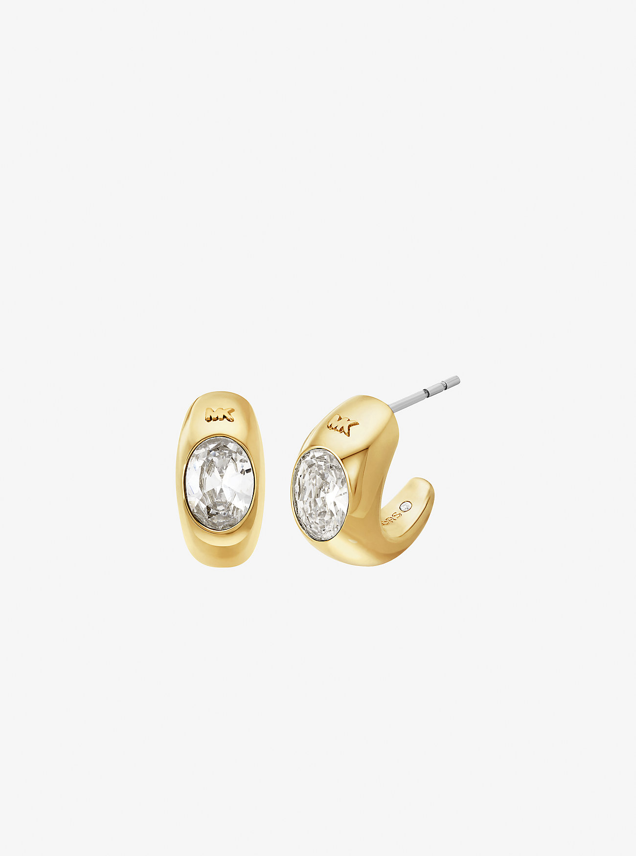 Precious Metal-Plated Cubic Zirconia Huggie Hoop Earrings