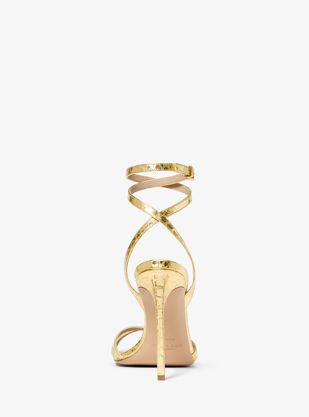 Python Metallic Leather Chrissy Metallic Python Embossed Leather Sandal - Michael Kors