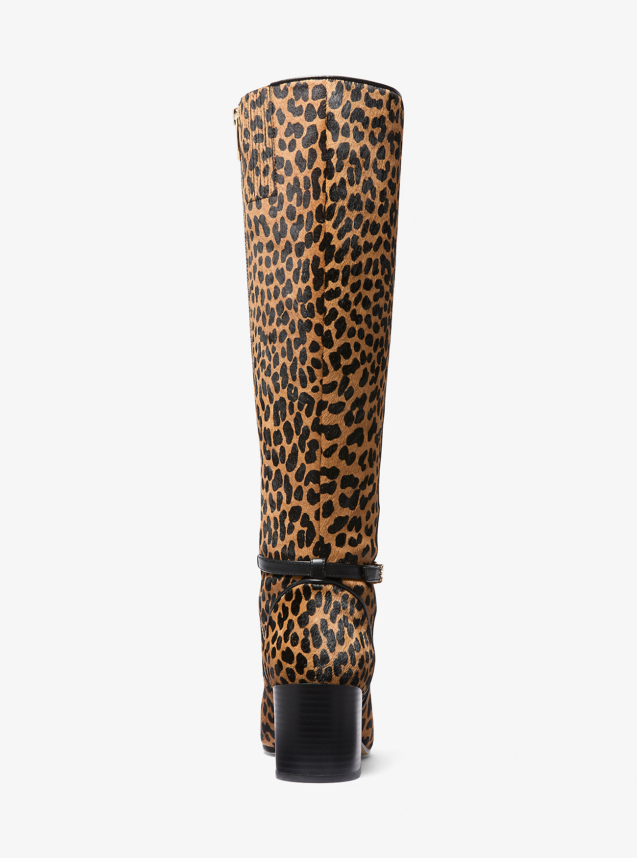 Ella Leopard Print Calf Hair Block Heel Boot