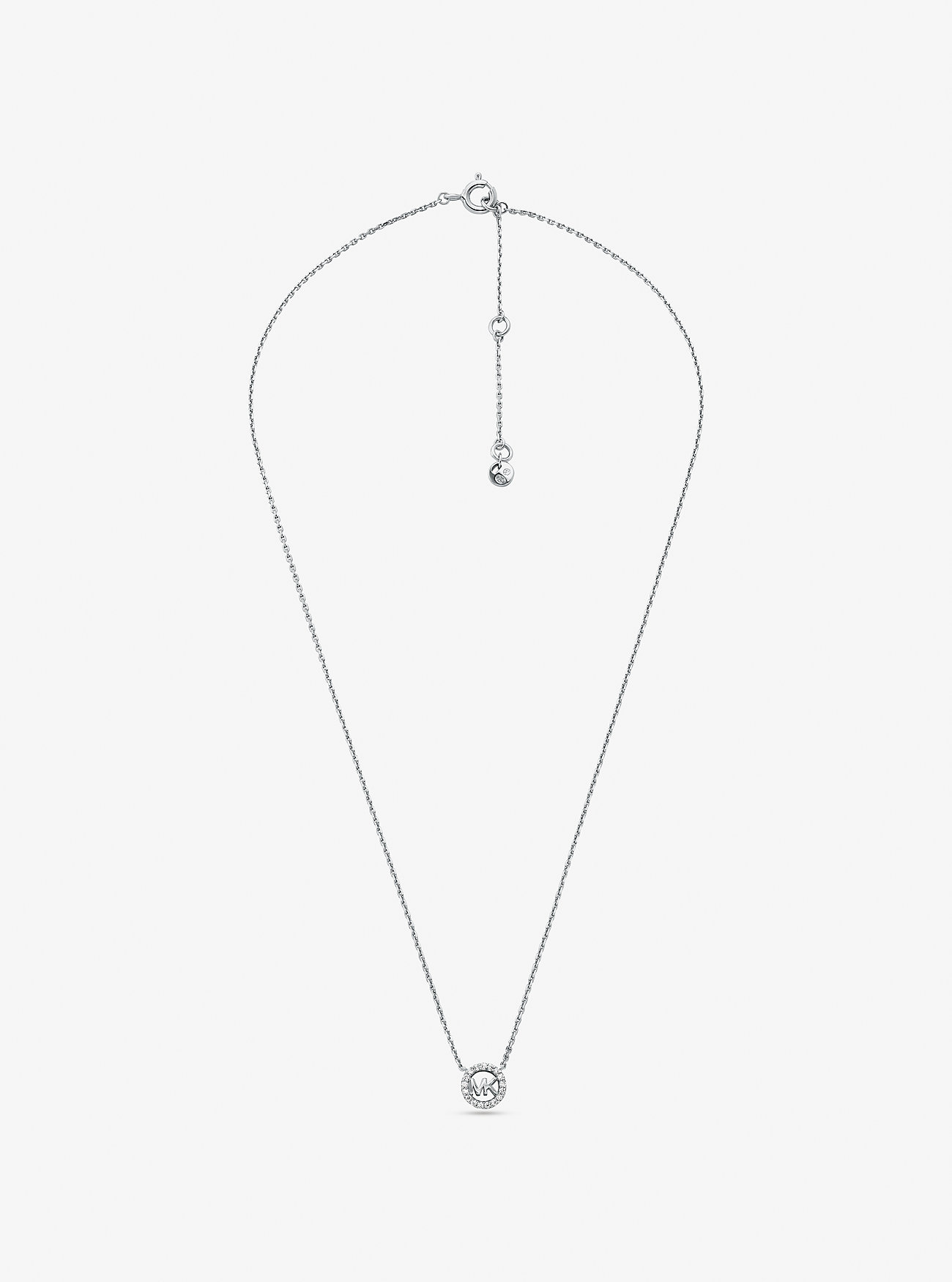 Fulton Precious-Metal Plated Sterling Silver Pavé Logo Charm Necklace