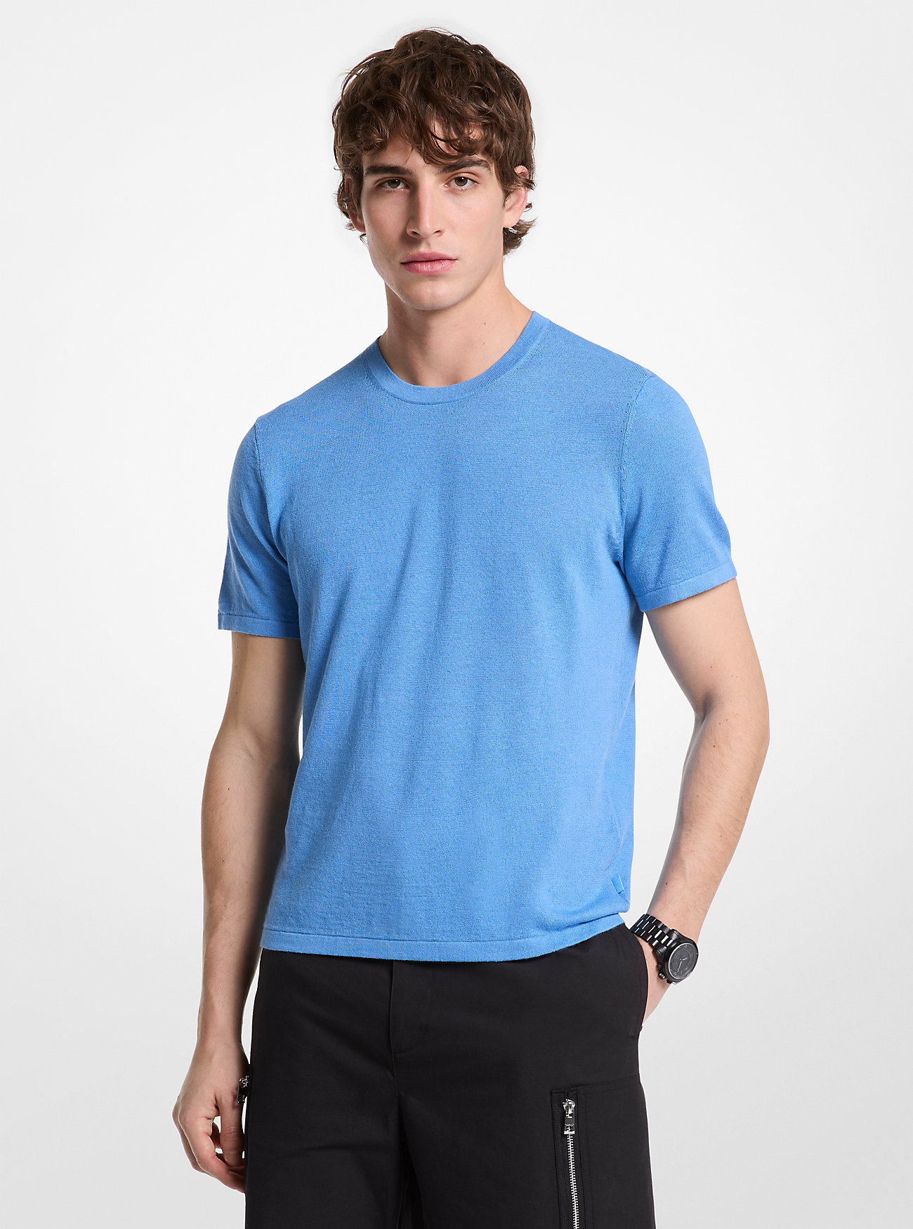 Linen and Cotton Short-Sleeve Sweater