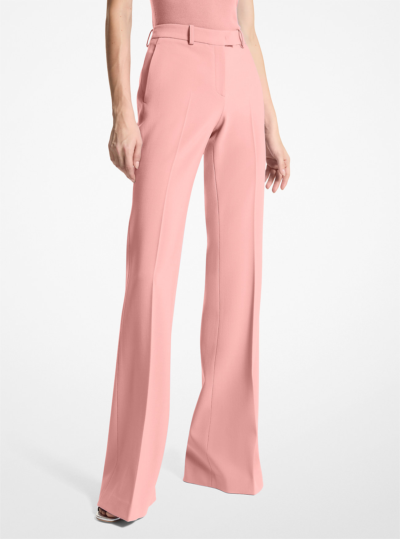 Haylee Stretch Pebble Crepe Flared Trousers