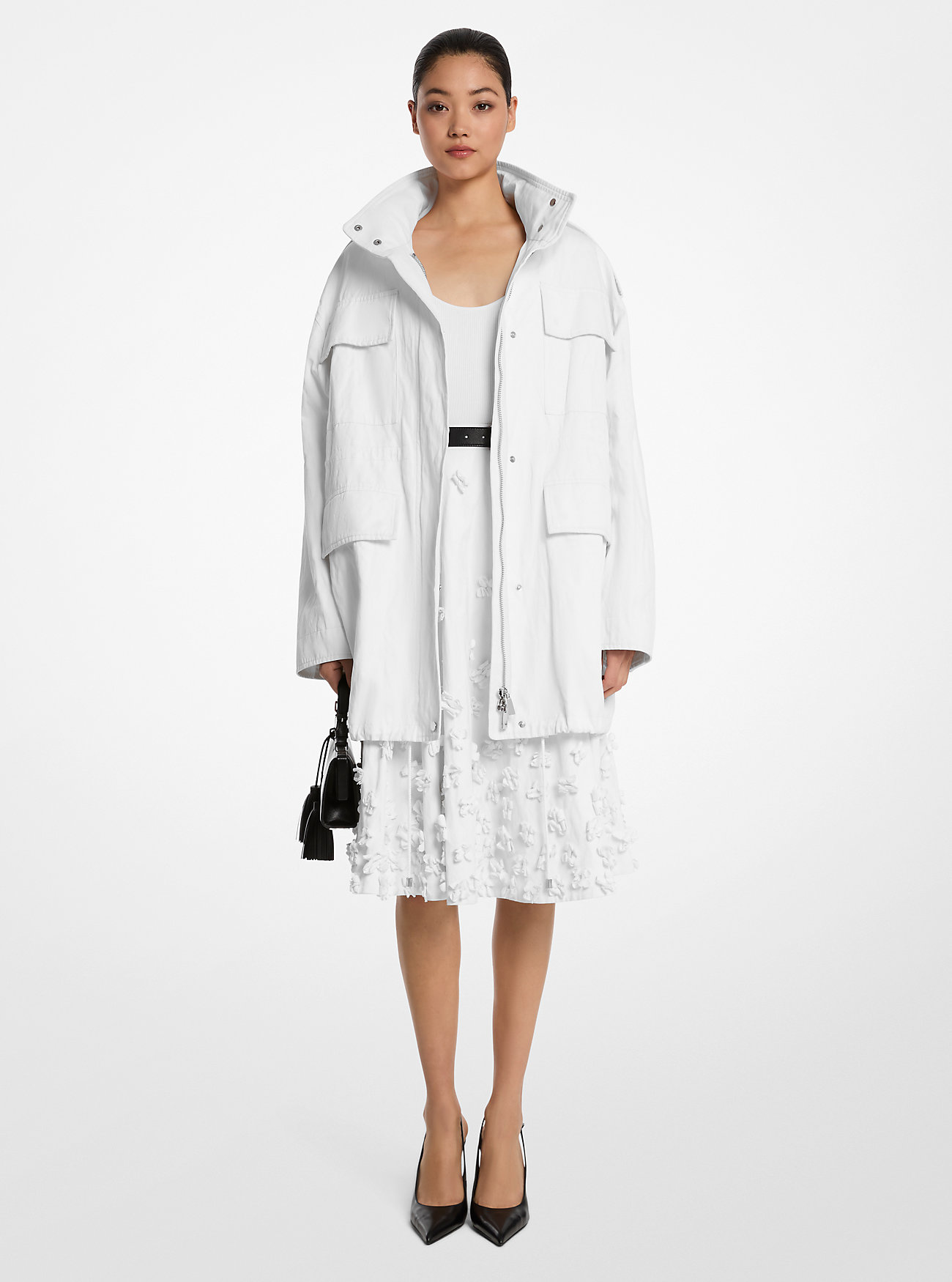 Crushed Cotton Gabardine Oversized Anorak