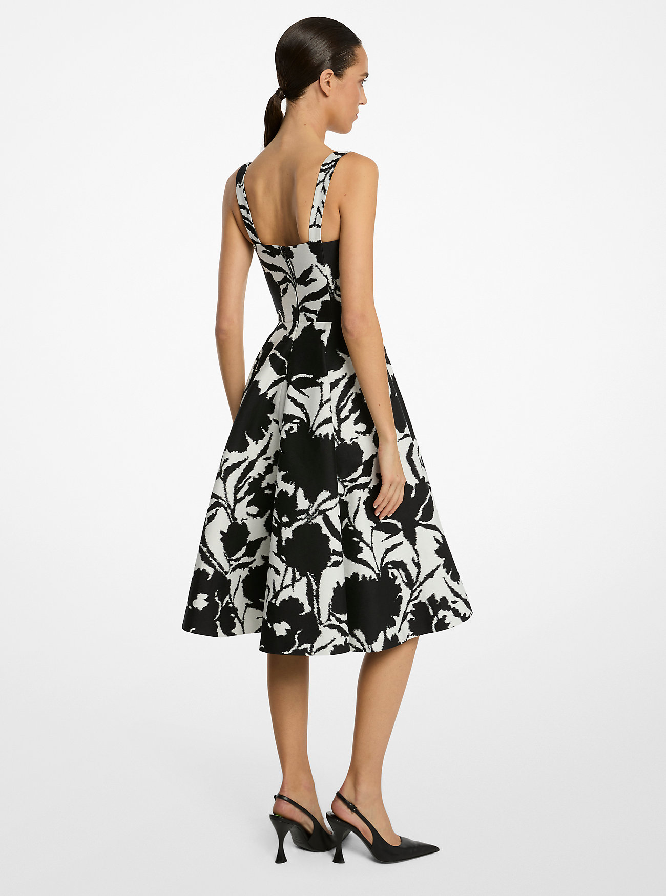 Floral Chiné Cotton and Silk Jacquard Bustier Dress