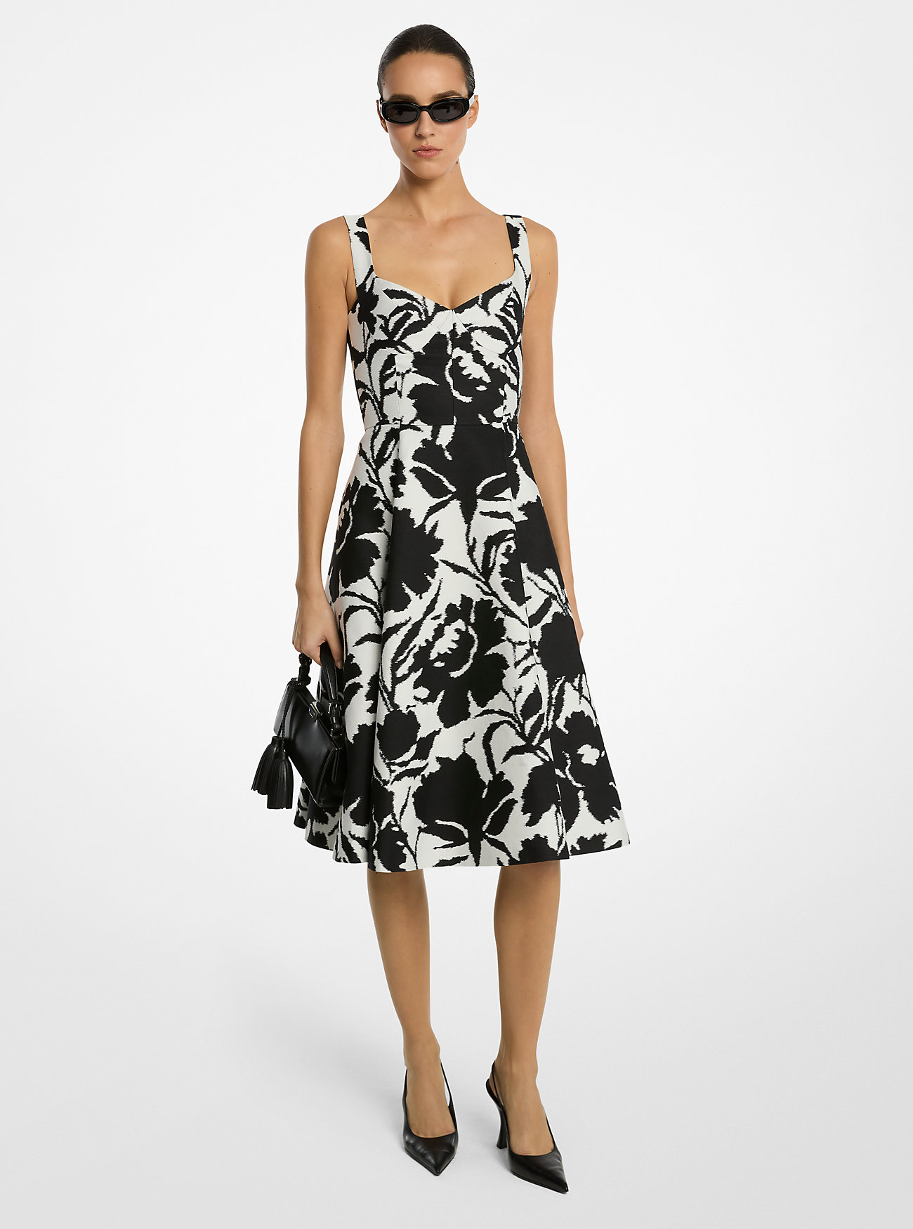 Floral Chiné Cotton and Silk Jacquard Bustier Dress