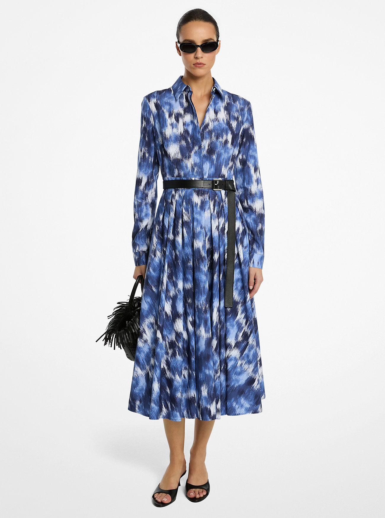 Floral Chiné Cotton Poplin Shirtdress