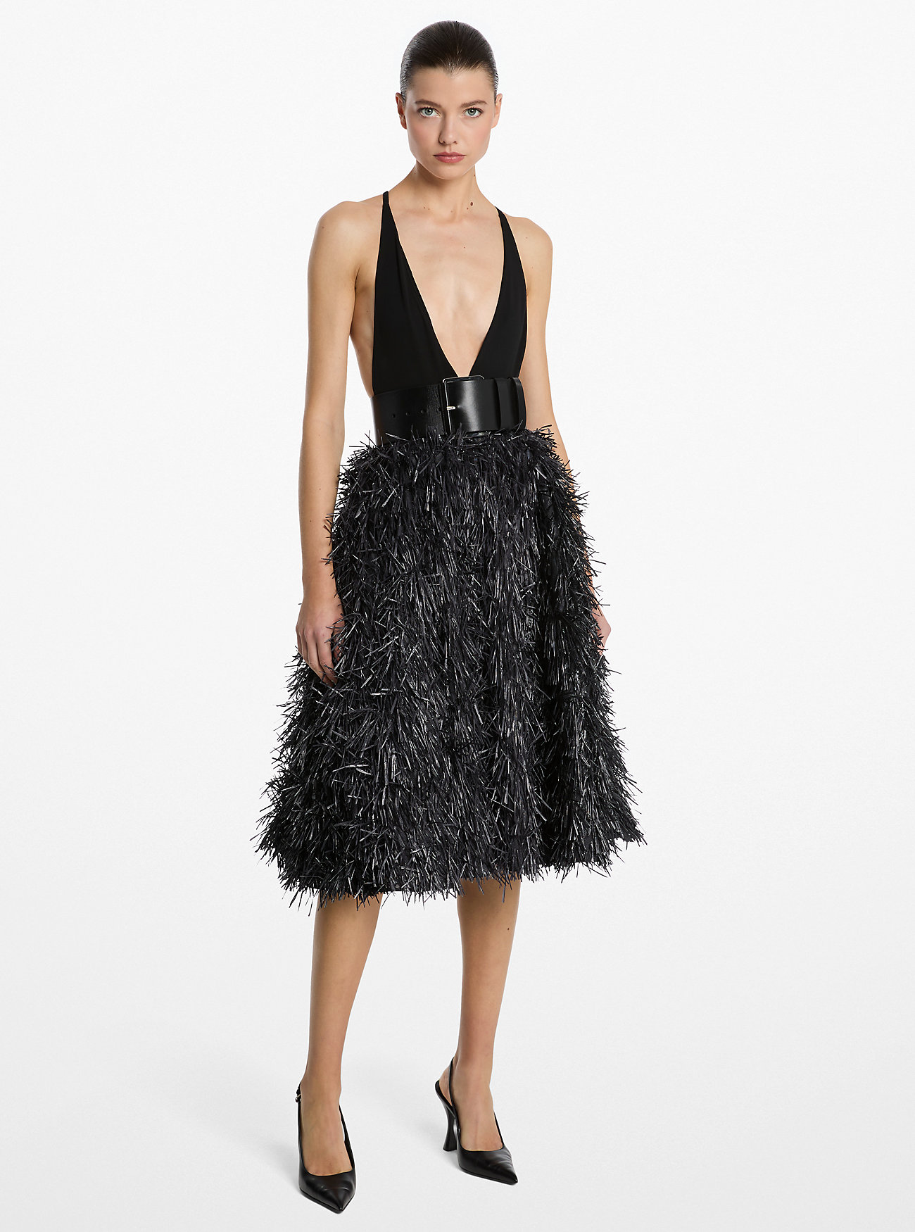 Hand-Embroidered Fringe Jacquard Circle Skirt