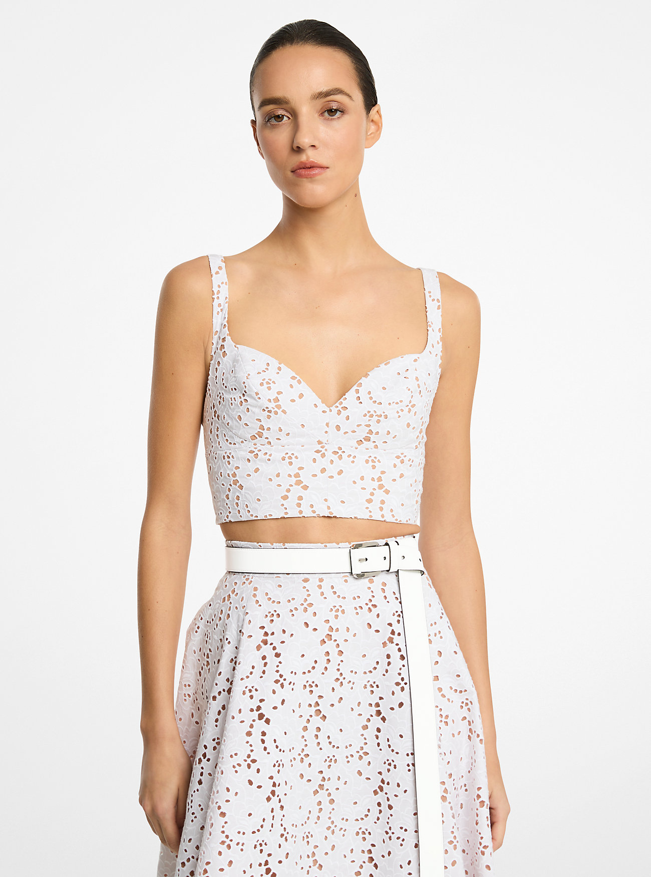 Floral Cotton Eyelet Bustier Top
