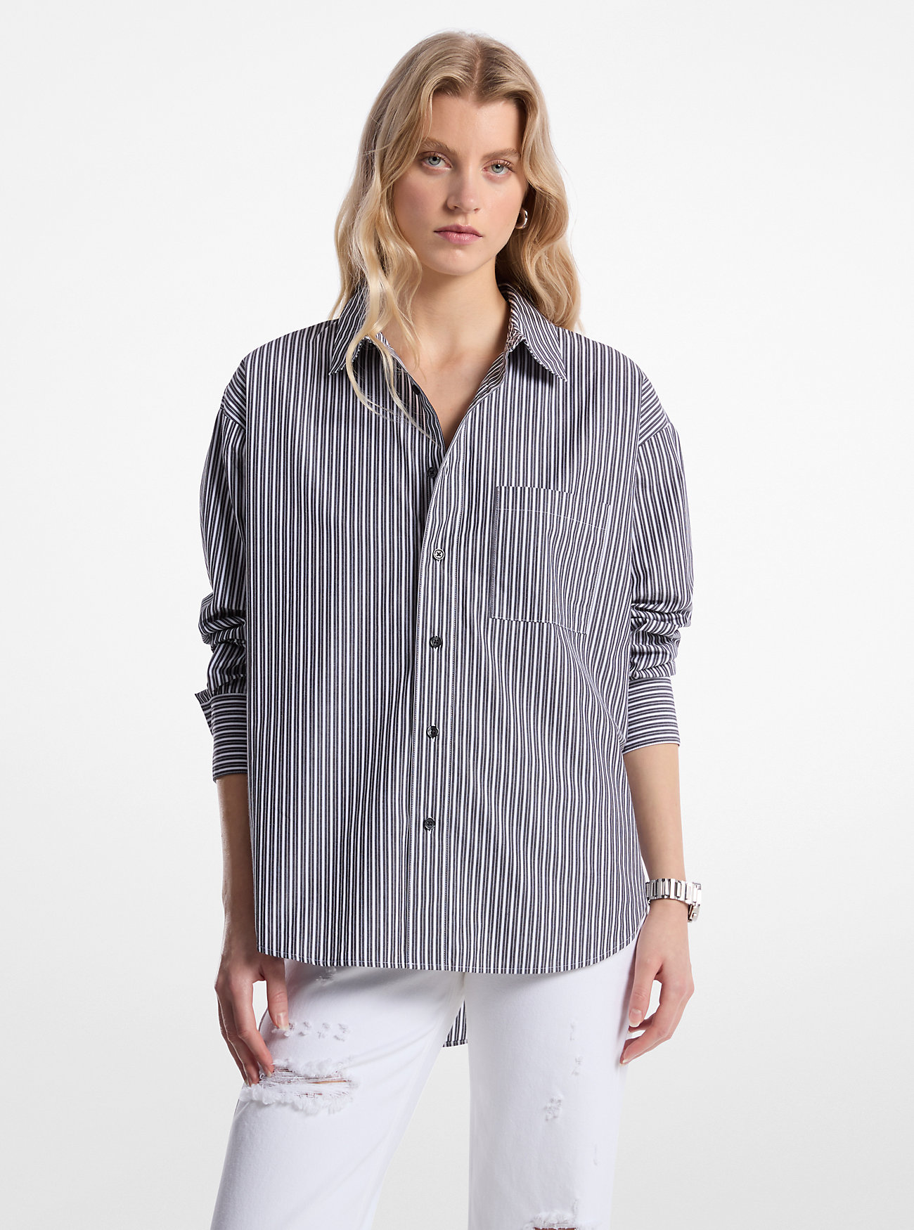 Oversized Striped Cotton Poplin Shirt