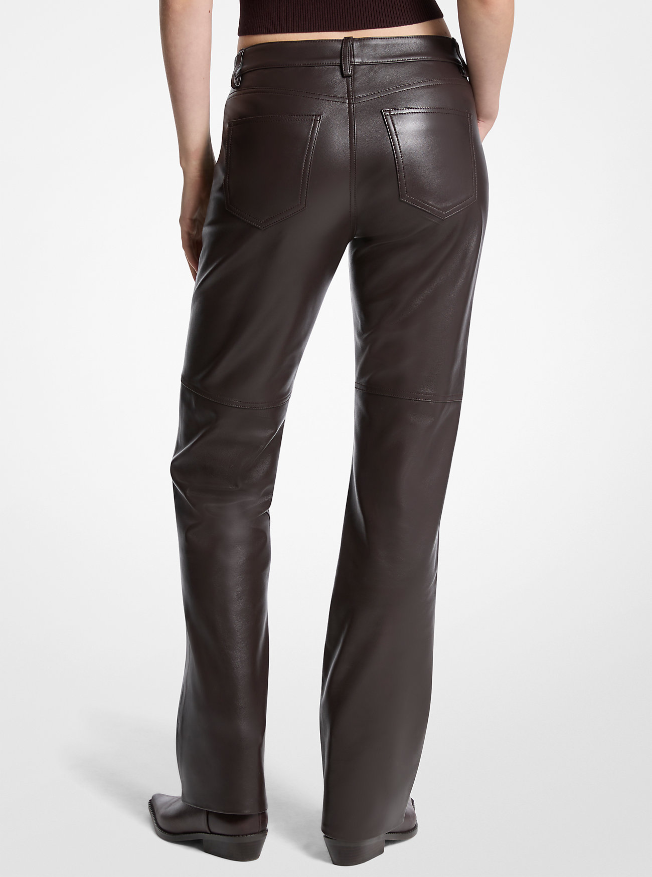 Straight-Leg Leather Pants