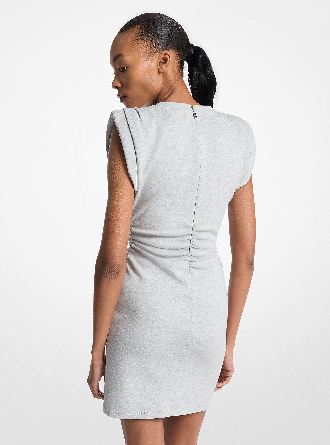 Cotton Blend Ruched Mini Dress