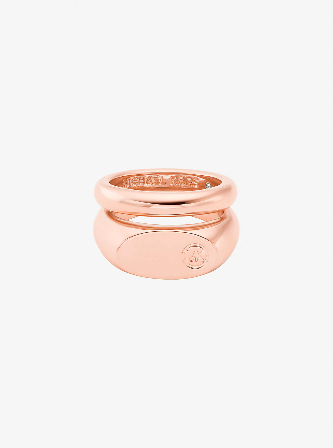 Logo Engraved Double Layered Signet Ring