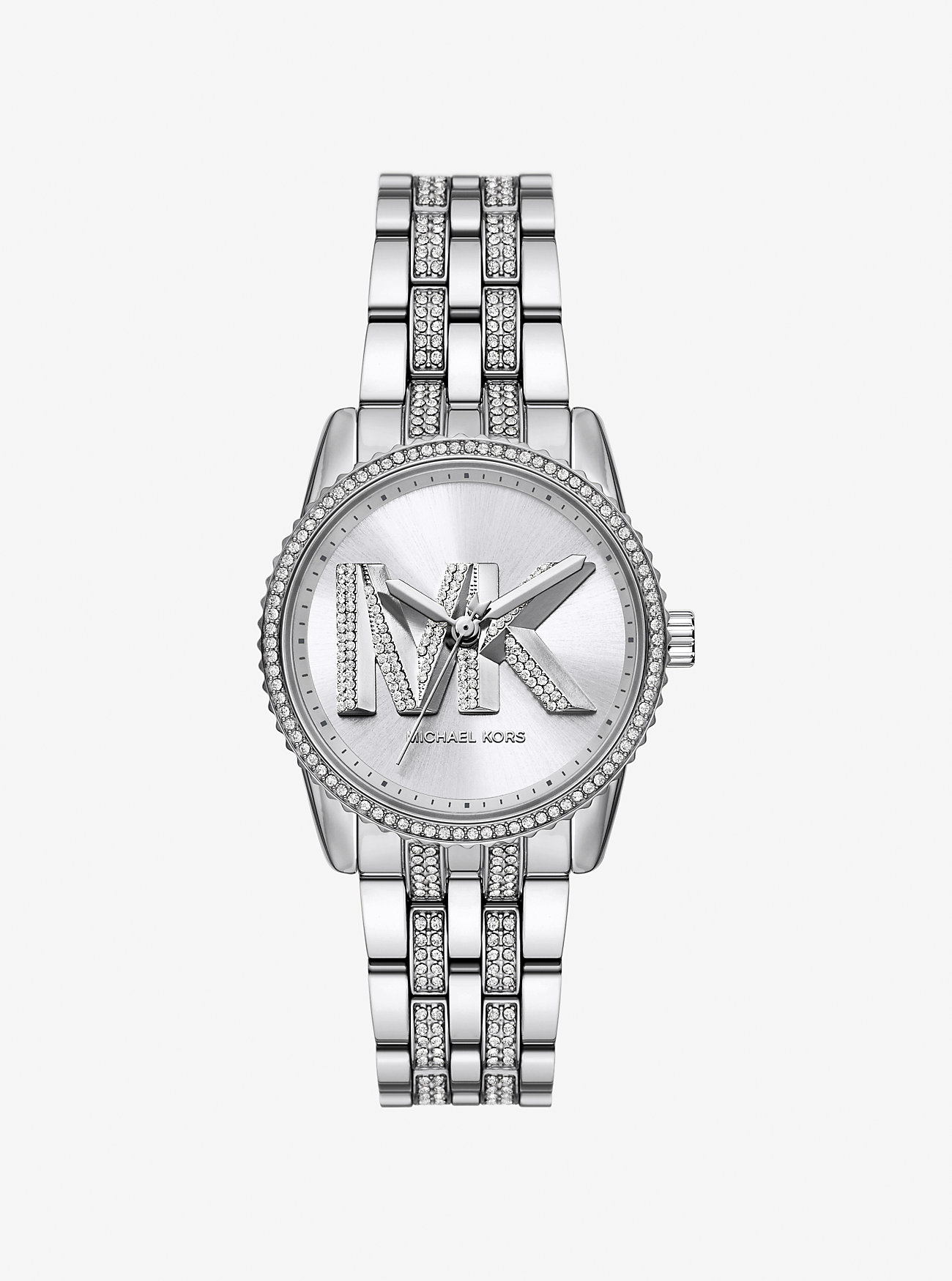 Mini Bryant Pavé Logo Silver-Tone Watch